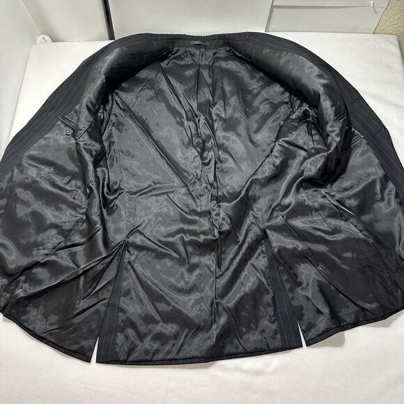 Chaps Suit Jacket Men's 46 Long (46L) 100% Wool Black Pinstripe Sport Coat - Picture 6 of 16